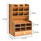 Wooden Pen Organizer, Multi-Functional DIY Pen Holder Box, Desktop Stationary, Easy Assembly, Home Office Art Supplies Organizer Storage with Drawer (B16-Cherry Color)